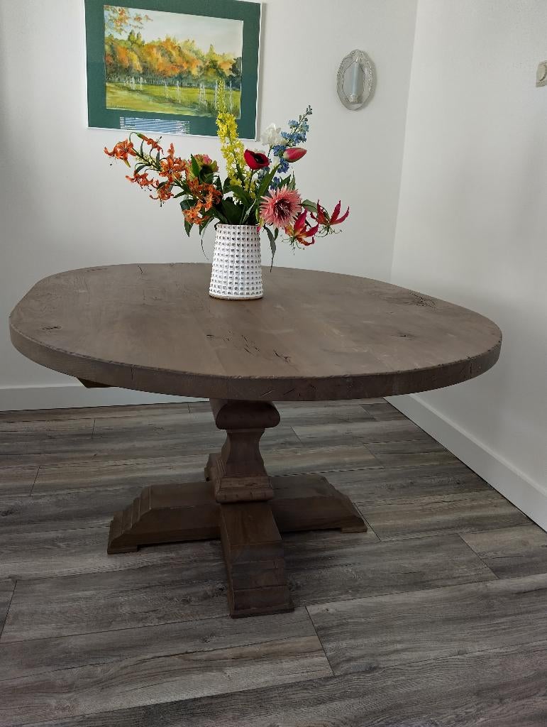 Eettafel geleefd eiken, Huis en Inrichting, Tafels | Eettafels, Ophalen, Gebruikt, 100 tot 150 cm, Eikenhout