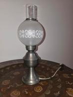 Vintage Staande Lamp - Melkglas met Bloemenpatroon, Gebruikt, Vintage, Klassiek, Ophalen of Verzenden, Glas