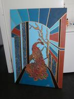 Pauw schilderij 3D verf met textiel Art Deco/hotel chique, Ophalen