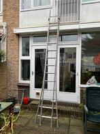 Aluminium Ladder - 2-delig - 13/14 Treden, Gebruikt, Ophalen of Verzenden, Ladder, Opvouwbaar of Inschuifbaar