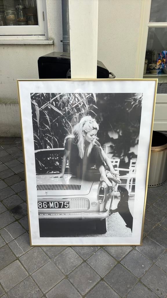 Grote posterlijst met Brigitte Bardot, Huis en Inrichting, Ophalen, Metaal of Aluminium, Zo goed als nieuw, 75 tot 100 cm