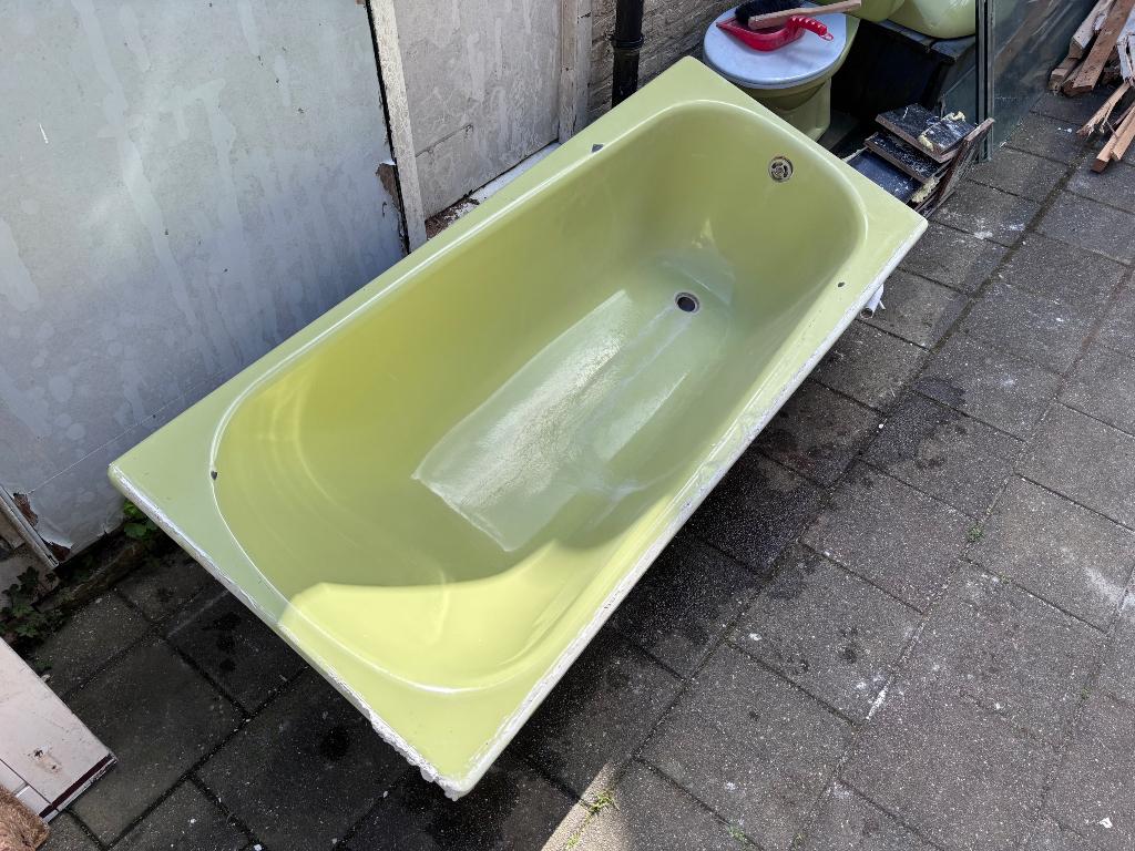 Uniek Retro ligbad – lichtgroene kleur, Ophalen, Gebruikt, Minder dan 100 cm, 50 tot 75 cm