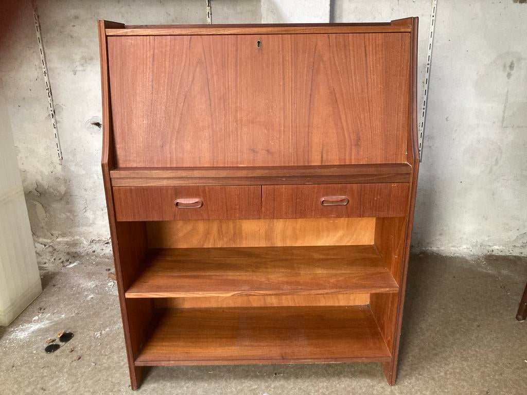 Sixties Scandinavisch bureau/secretaire met sleutel, Ophalen, Zo goed als nieuw, Sixties vintage