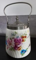 Antieke Porseleinen Koektrommel met Bloemmotief ., Ophalen of Verzenden