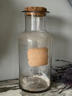 Antiek glazen fles met kurk, Ophalen of Verzenden