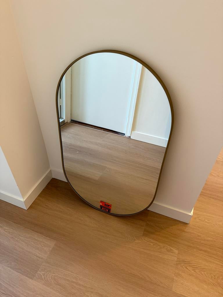 Stijlvolle LED Spiegel Ovaal Gold - Modern Design Oval Gold, Huis en Inrichting, Woonaccessoires | Spiegels, Ophalen, 100 tot 150 cm
