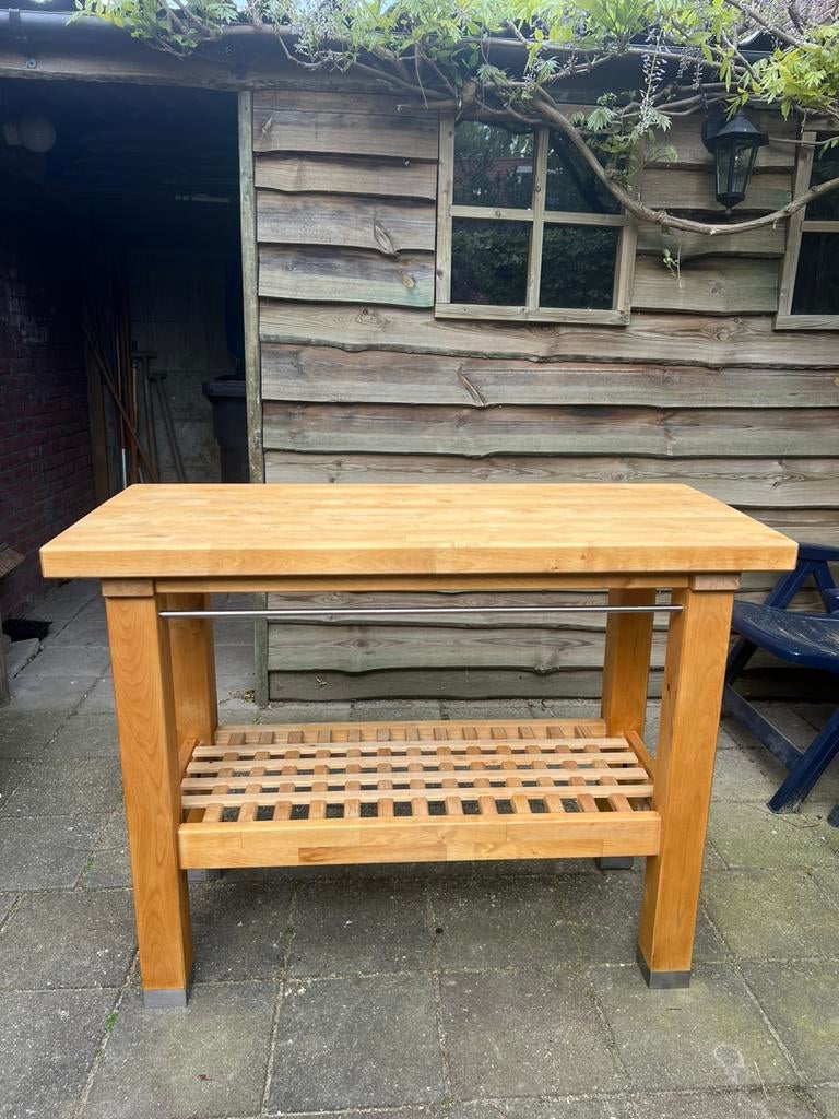 Keukeneiland massief hout, Ophalen, Zo goed als nieuw, Minder dan 100 cm, 50 tot 75 cm