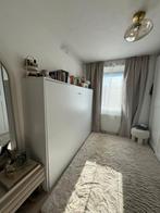 Horizontale bedkast / opklapbed 140 breed – ruimtebesparend, Ophalen, Wit, Tweepersoons, 140 cm