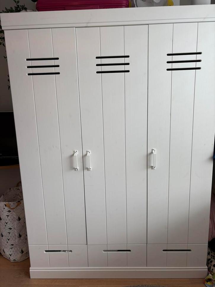 Woood Connect kinderkledingkast wit – 3 deuren + lades, Huis en Inrichting, Kasten | Kledingkasten, Gebruikt, 150 tot 200 cm, 100 tot 150 cm