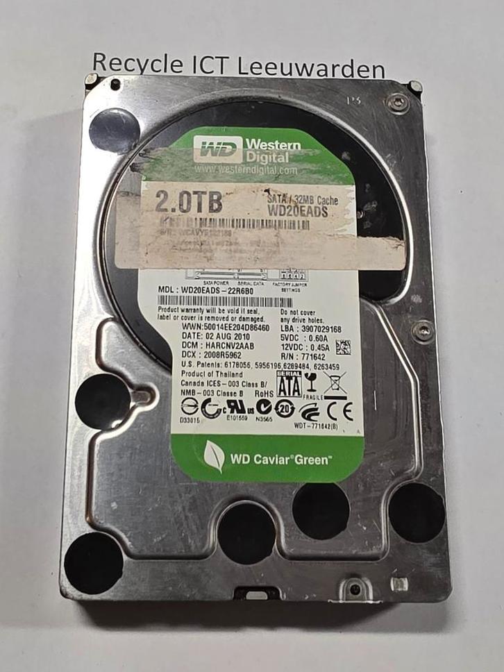 Western digital 2tb 2000gb pc hdd hardeschijf green, Computers en Software, Harde schijven, Gebruikt, Desktop, Intern, HDD, SATA