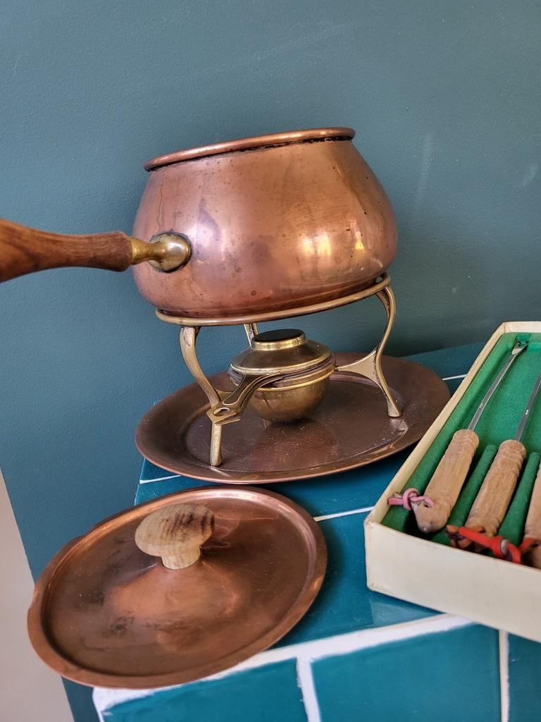 Vintage koperen fondueset, Ophalen