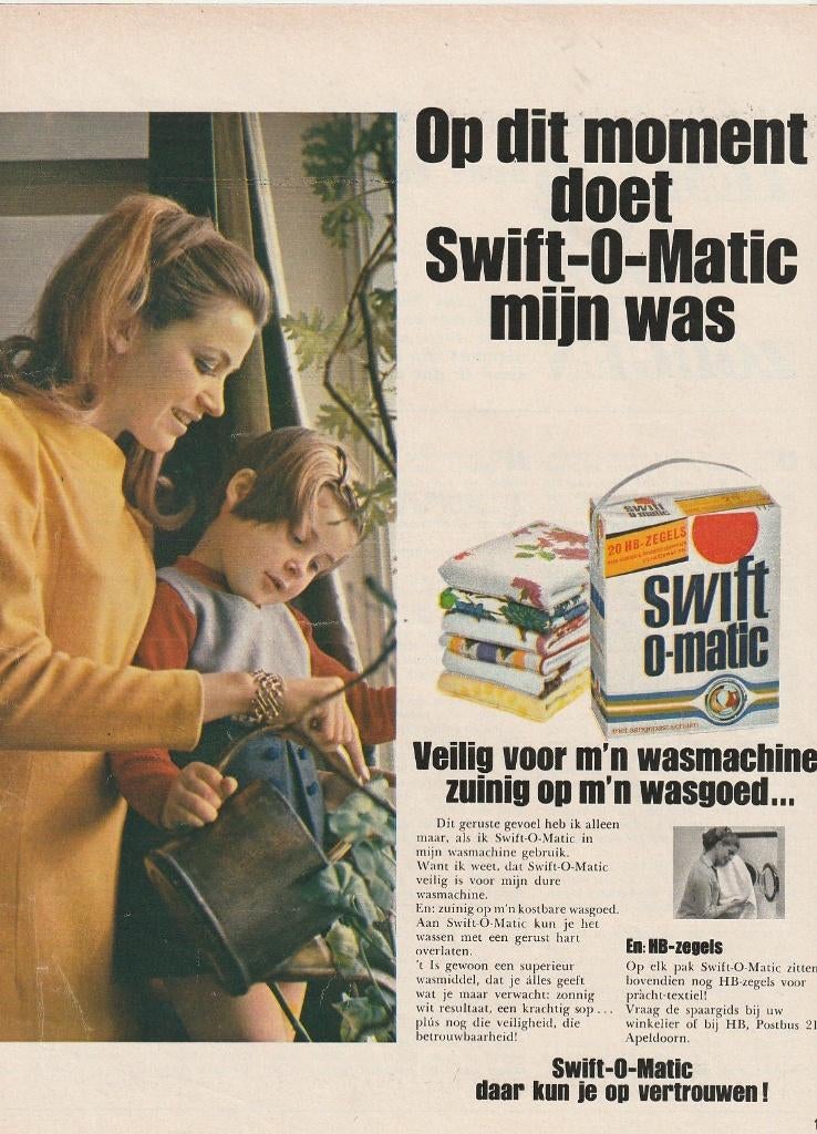 Retro reclame 1968 Swift wasmiddel meisje & gieter, Verzamelen, Retro, Verzenden, Overige typen