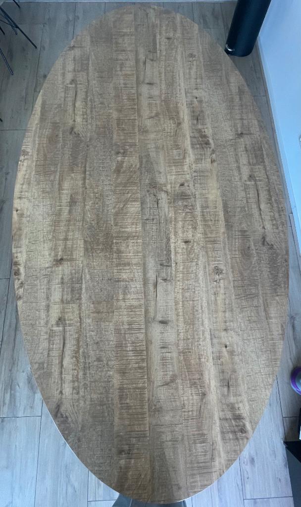 Ovale eettafel mangohout, Huis en Inrichting, Tafels | Eettafels, Ophalen, Gebruikt, 100 tot 150 cm, 200 cm of meer