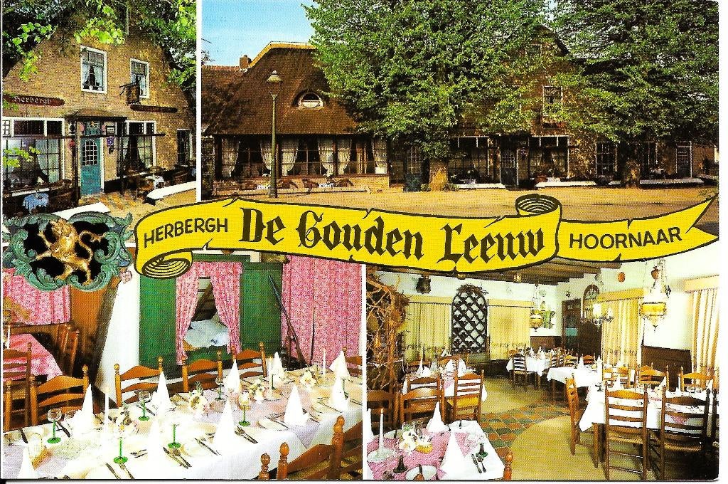 Ansichtkaart	Hoornaar	De Gouden Leeuw	Herbergh 4-luik, Verzamelen, Ansichtkaarten | Nederland, Verzenden, 1980 tot heden, Gelopen