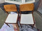 Vintage houten vintage eetkamerstoelen, 2 stuks Art-deco, Huis en Inrichting, Stoelen, Ophalen, Gebruikt, Bruin, Hout