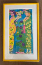 Walasse Ting poster in gele lijst met passe-partout, Ophalen, Minder dan 50 cm, Gebruikt, Foto of Poster