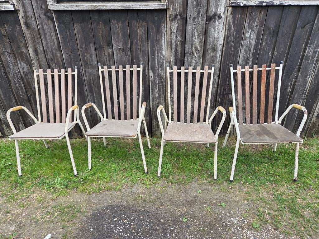 4 vintage tuinstoelen, Tuin en Terras, Ophalen, Gebruikt, Metaal