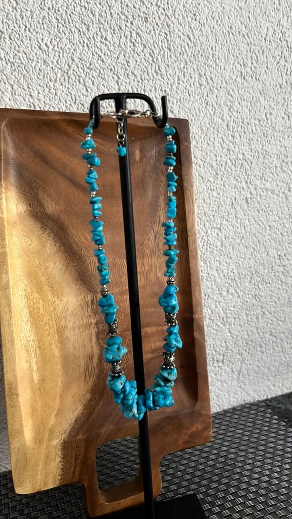 Ketting  Turquoise, Ophalen of Verzenden, Zo goed als nieuw, Blauw, Overige materialen