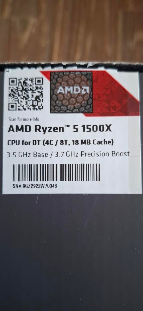 AMD Ryzen 5 1500X processor, Ophalen of Verzenden, Zo goed als nieuw, 3 tot 4 Ghz