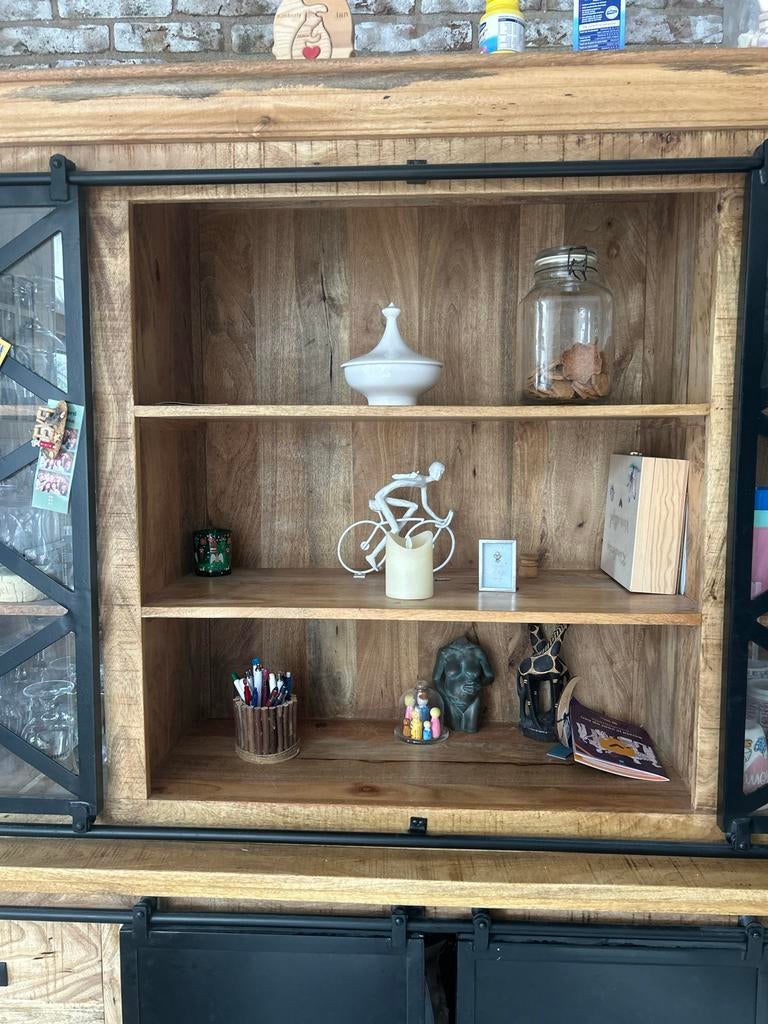 Robuuste houten kast met schuifdeuren - 190x45x200cm, Huis en Inrichting, Kasten | Overige, Ophalen, Gebruikt