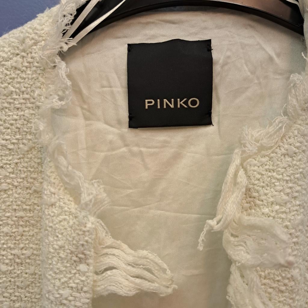 Pinko gilet vest cremekleurig tweed grote knopen 40-42 49968, Pinko, Pinko, ., Wit