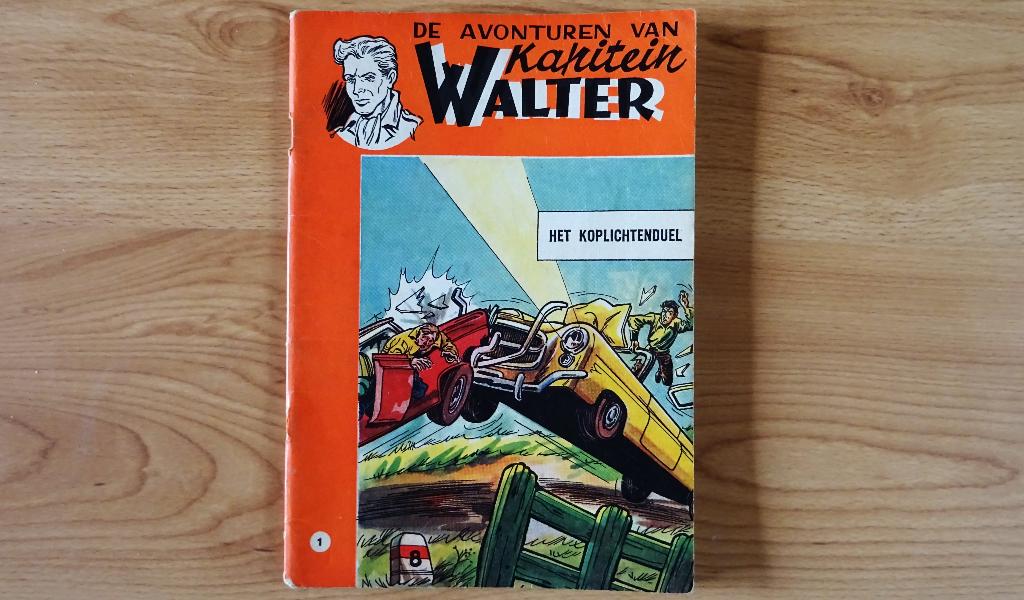 Kapitein Walter deel 1, het koplichtenduel, 1e druk 1960, Eén stripboek, Ophalen of Verzenden, Gelezen