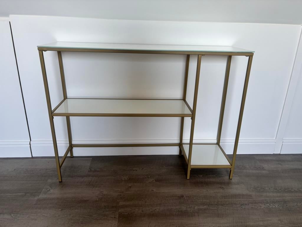 Side tafel goud wit jysk, Ophalen, 50 tot 100 cm, Rond, Zo goed als nieuw