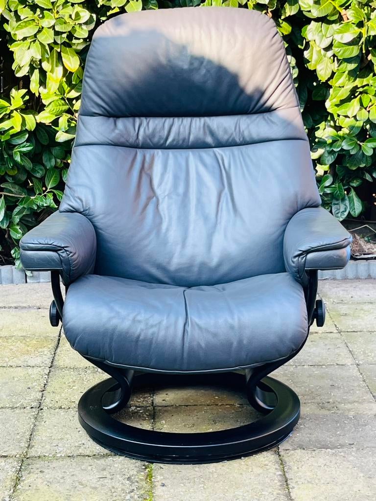Stressless Sunrise M Classic relaxfauteuil, Huis en Inrichting, Fauteuils, Gebruikt, Hout, 50 tot 75 cm, Ophalen of Verzenden