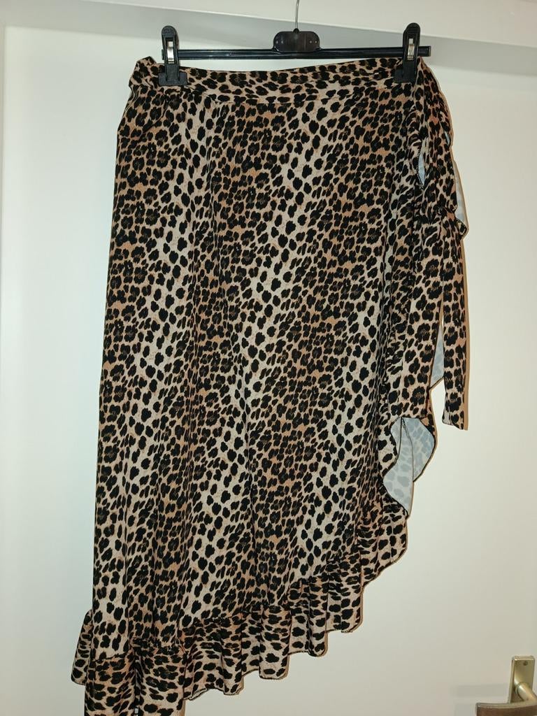 Wikkelrok panterprint zgan one size, Kleding | Dames, Rokken, Maat 38/40 (M), Bruin, Ophalen of Verzenden, Zo goed als nieuw