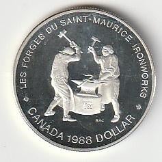 1  dollar  1988  Canada. km. 161   proof/unc, Ophalen of Verzenden, Noord-Amerika, Losse munt, Zilver