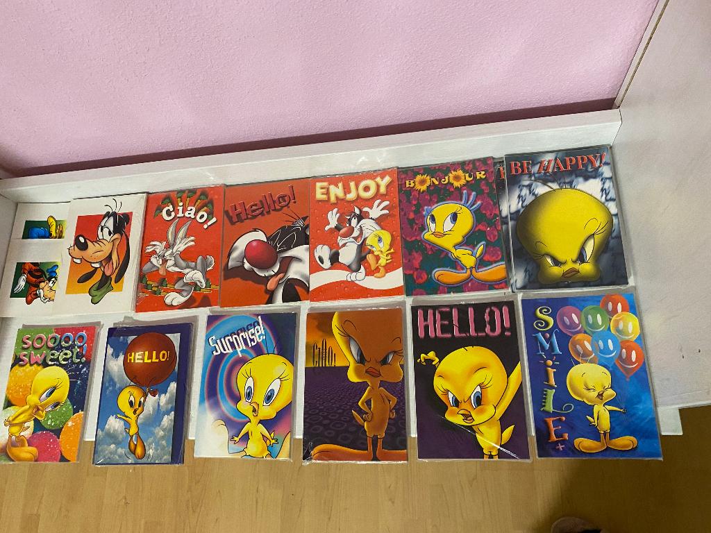 140 looney tunes ansichtkaarten, Verzamelen, Ansichtkaarten | Themakaarten, Ongelopen, 1980 tot heden, Overige thema's, Ophalen of Verzenden