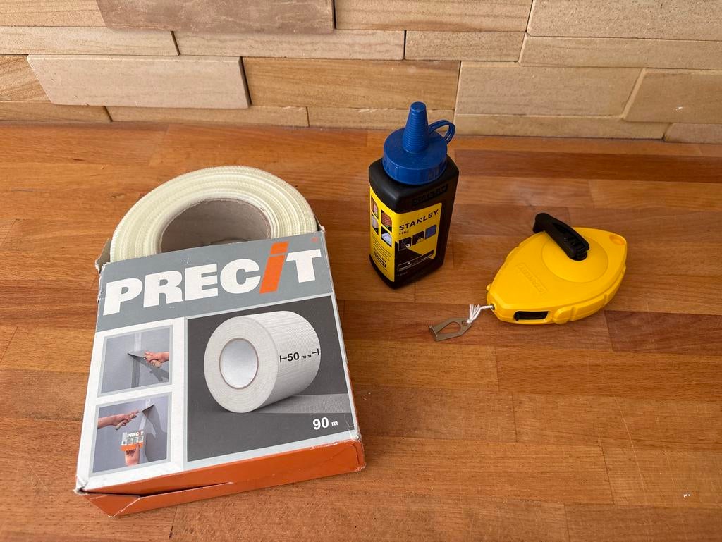 Gipsplaatvoegband, slaglijn en poeder nieuw, Ophalen of Verzenden, Gebruikt