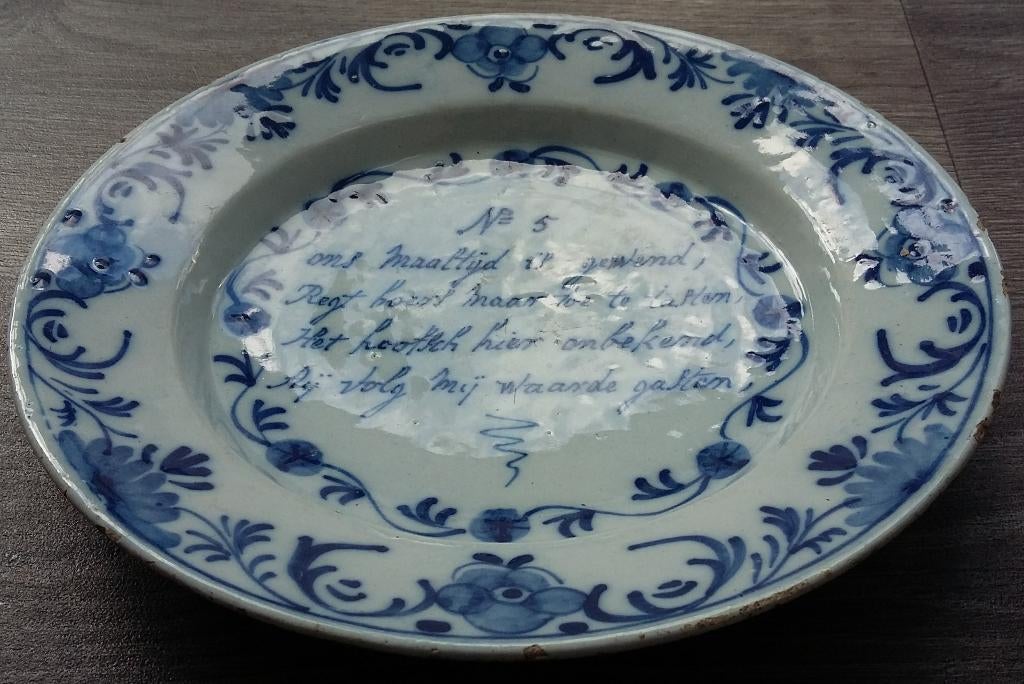 Omstreeks 1725 - 1775 Delfts Spreukbord Bord Delft Faience, Ophalen of Verzenden