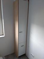 Smalle kast licht hout met witte deurtjes (H194 B120 D42), Ophalen