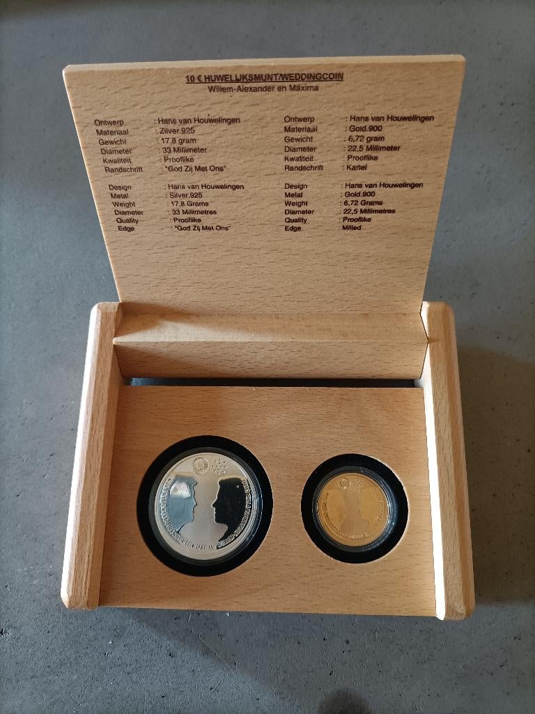 Huwelijks muntset 2002 goud en zilver, Setje, Koningin Beatrix, Euro's, Ophalen of Verzenden