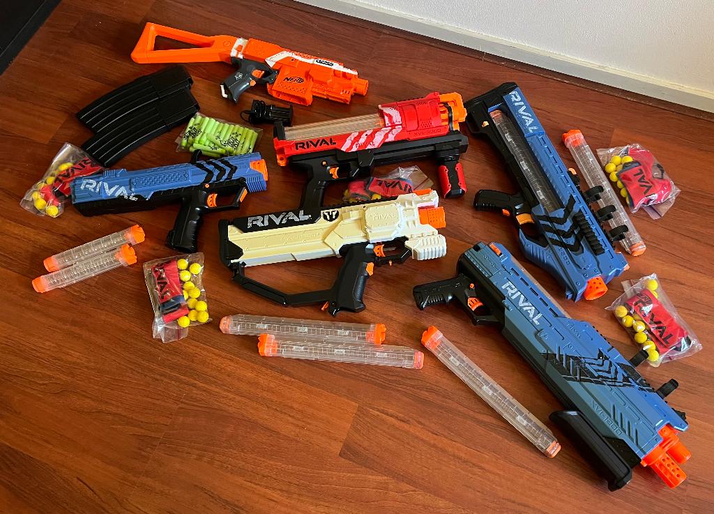 5 Nerf Rival blasters and 1 modded Nerf Stryfe blaster, Ophalen of Verzenden, Gebruikt