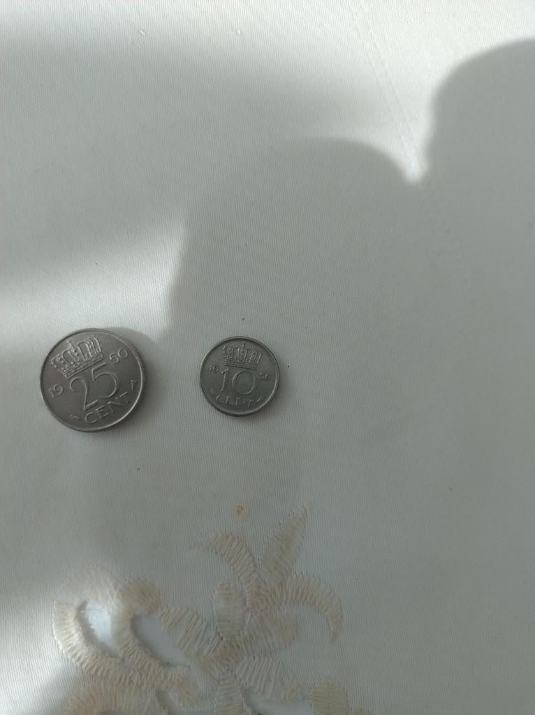 Set Nederlandse munten 1950: 10 en 25 cent Juliana, Postzegels en Munten, Ophalen, Koningin Juliana, 10 cent, Setje