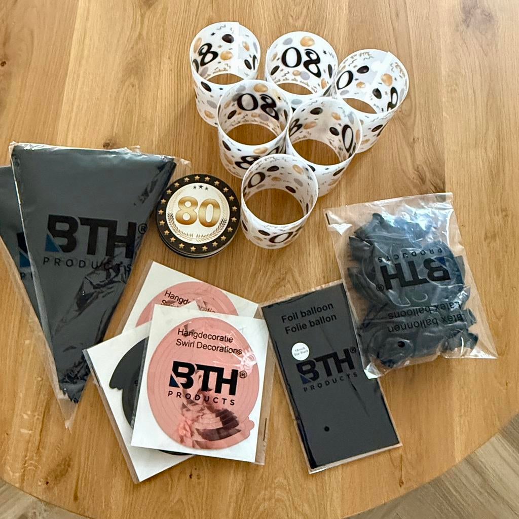 Versiering 80 jaar zwart/ roze Ophalen, Ophalen, Nieuw, Versiering, Verjaardag