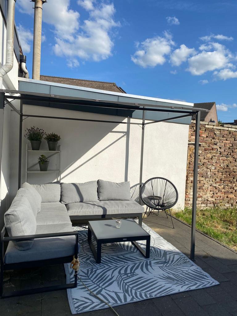 Comfortabele Loungeset met Salontafel - Grijs, Tuin en Terras, Tuinsets en Loungesets, Gebruikt, Loungeset, Aluminium, 4 zitplaatsen