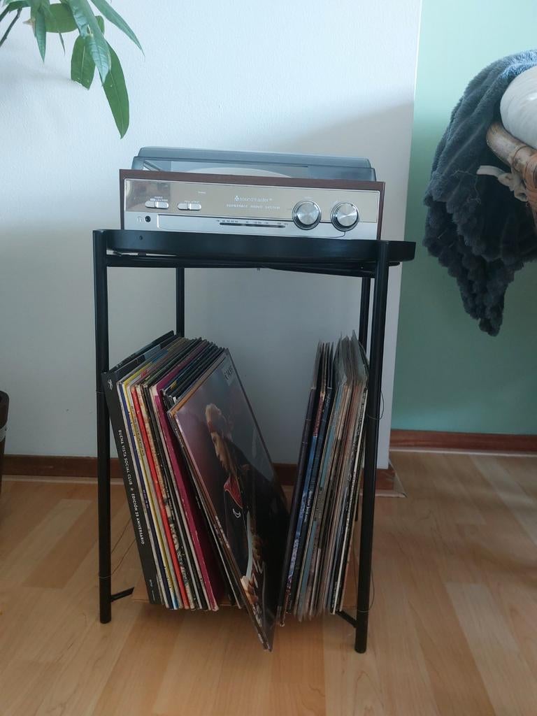 Zwart bijzettafeltje, Huis en Inrichting, Ophalen, Rond, Minder dan 55 cm, 45 tot 60 cm