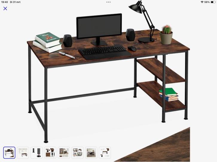 Bureau met planken, Huis en Inrichting, Bureaus, Gebruikt, Computerbureau, Overige merken, Industrieel, Hout, Bruin, Opbergruimte