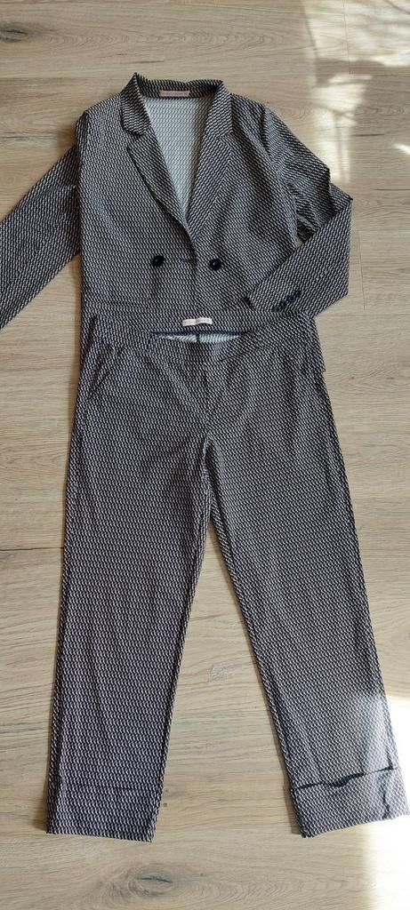 Studio Anneloes pak travelstof met print bruin zwart wit, Kostuum of Pak, Studio Anneloes, Bruin, Maat 46/48 (XL) of groter