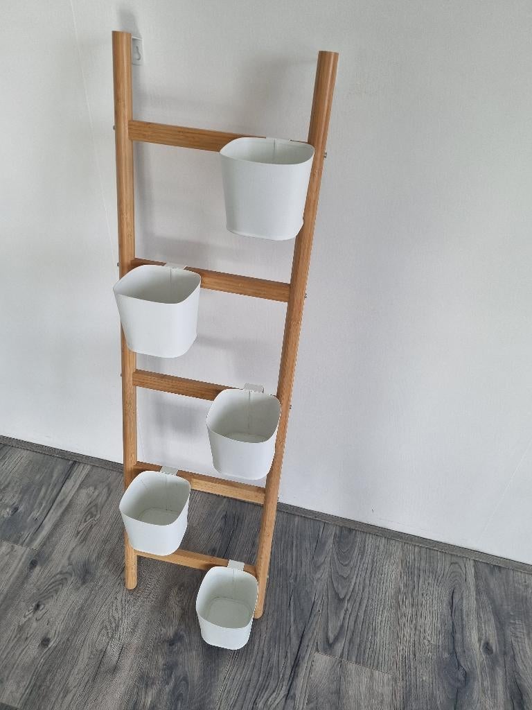 Ikea Satsumas plantenstandaard (decoratief ladderrek), Ophalen, Natuurlijk materiaal, Wit, Landelijk