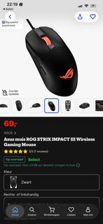 Asus ROG Strix Impact III Gaming Muis, Computers en Software, Muizen, Muis, Gaming muis, Ophalen of Verzenden, Zo goed als nieuw