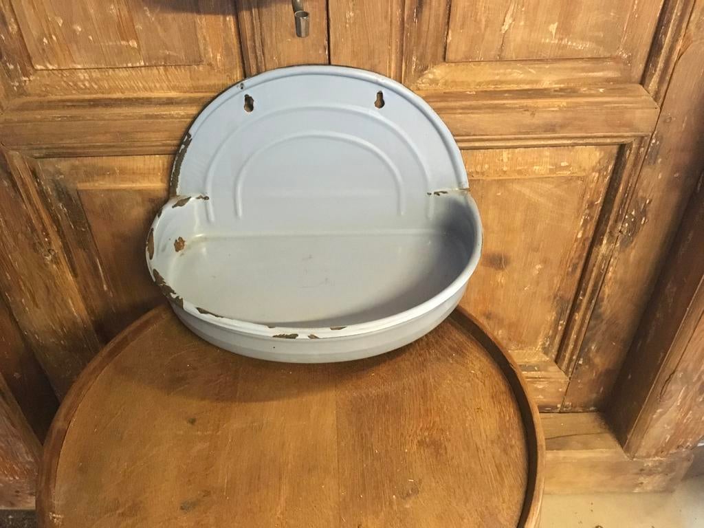 Antiek blauw emaille lampetstel - decoratief, Antiek en Kunst, Ophalen of Verzenden