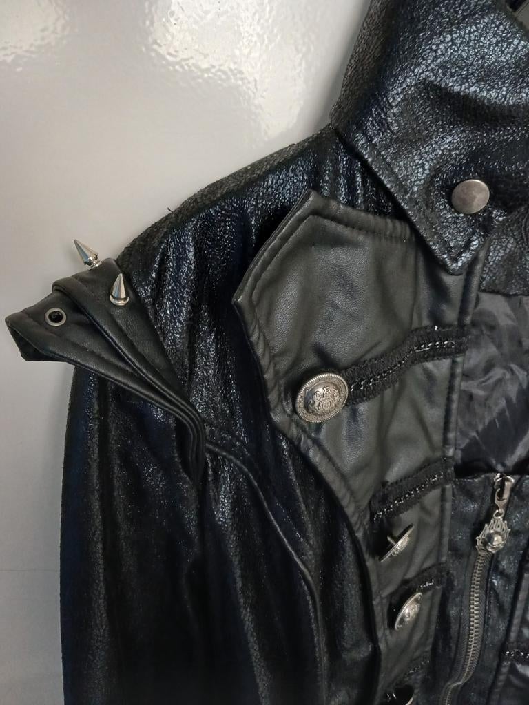 Zwarte Punk Rave jas maat M, Ophalen of Verzenden, Zo goed als nieuw, Maat 38/40 (M), Zwart