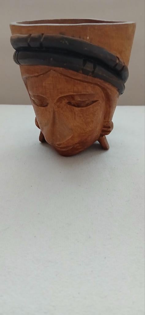 Houten mok woodcarving, Ophalen of Verzenden