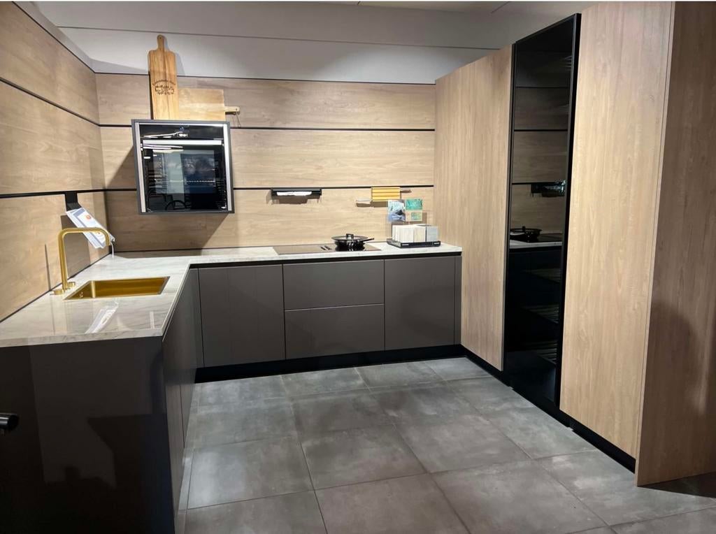 Showroom Keuken, Ophalen of Verzenden, Nieuw, Grijs, Hoekkeuken