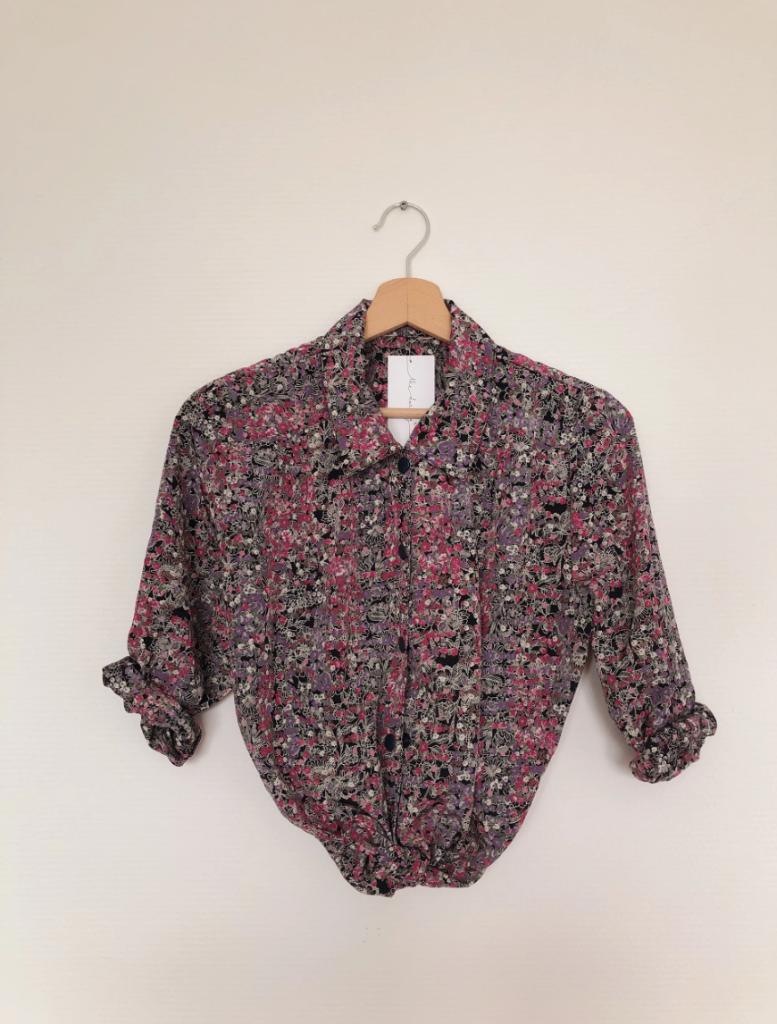 VINTAGE BLOUSE ROZE/PAARSE BLOEM - MAAT S | THE DARLING, -, -, Ophalen of Verzenden, Zo goed als nieuw