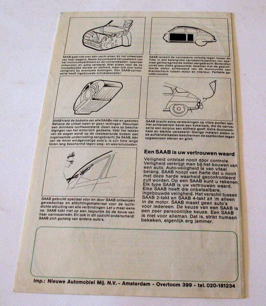 Autofolder klein foldertje Saab 96 veiligheid oud ca 1966, Ophalen of Verzenden, Gelezen, Overige merken